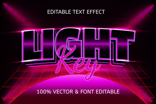 Light key style neon editable text effect vector