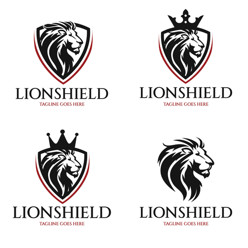 Lion shield logo design vector