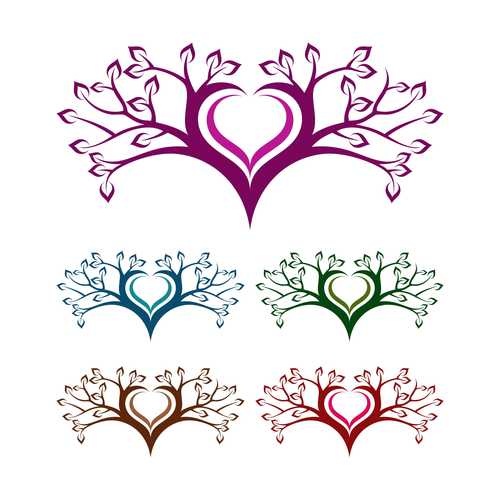 Love tree logo design vector