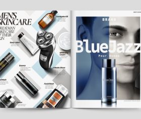 Mens skincare magazine cover vector