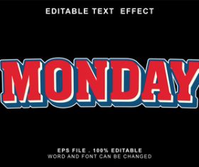 Monday vector editable text effect