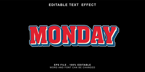 Monday vector editable text effect