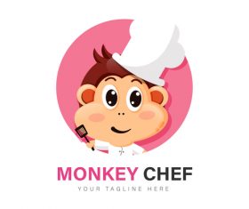 Monkey chef icon vector