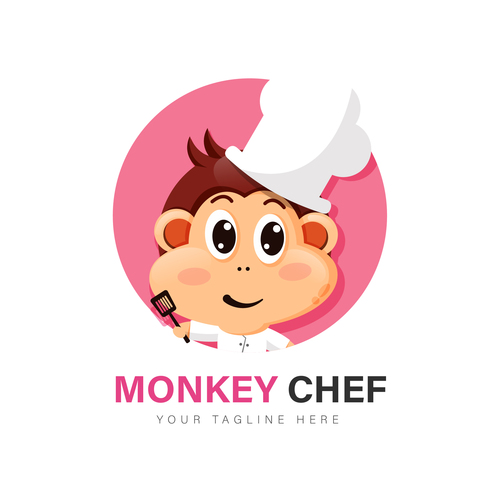 Monkey chef icon vector