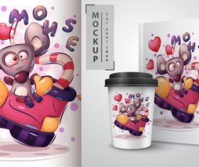 Monse cartoon sale mockup print t-shirt vector