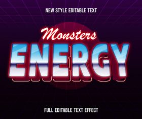 Monster energy new style editable text vector