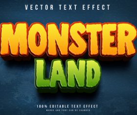 Monster land vector text effect