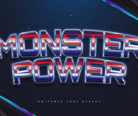 Monster power 3d editable text style effect vector