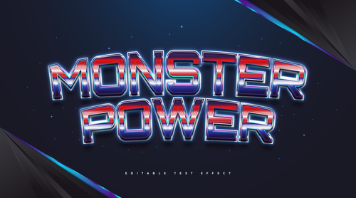 Monster power 3d editable text style effect vector