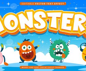 Monsters editable vector text effect vector