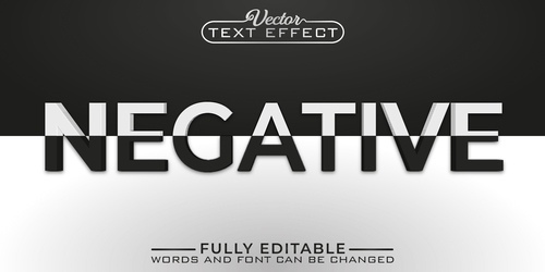 NEGATIVE vector editable text effect