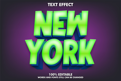 New york 3D emboss green style vector