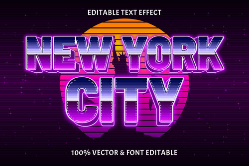 New york city editable text effect retro style vector