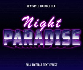Night paradise new style editable text vector