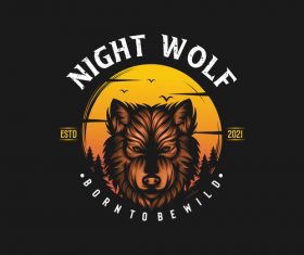 Night wolf logo vector