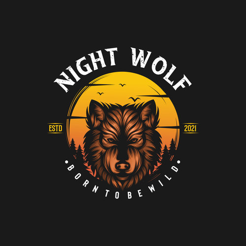 Night wolf logo vector