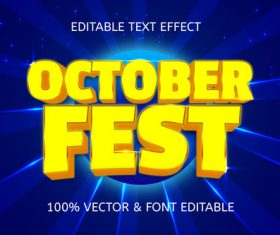 October fest style neon editable text effect vector