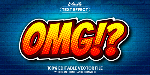 Omg text font style vector