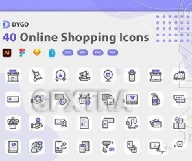 Online shopping icons pack vector