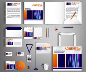 Orange and blue background business template vector