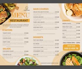 Organic flat rustic restaurant menu template with photo vector