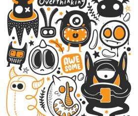 Overthinking monster illustration vector