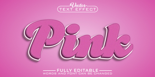 PINK text effect style vector