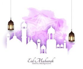 Paper cut eid mubarak background vector