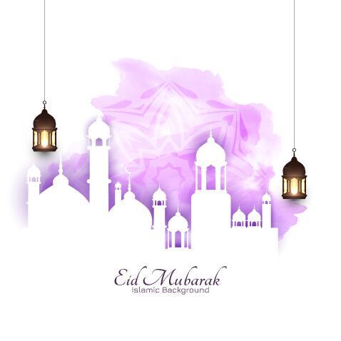 Paper cut eid mubarak background vector