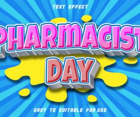 Pharmacist Day 3D emboos comic style vector