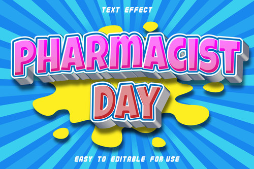 Pharmacist Day 3D emboos comic style vector