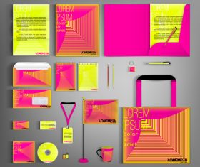 Pink and yellow line background business template vector