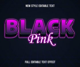 Pink black new style editable text vector