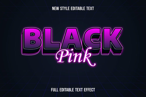 Pink black new style editable text vector