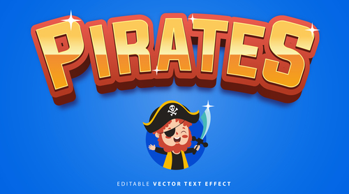 Pirates editable vector text effect vector