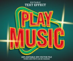 Play music vector text effect
