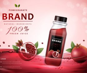 Pomegranate fresh juice advertising vector