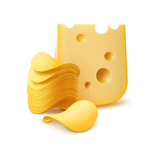 Potato chips and cheese vector