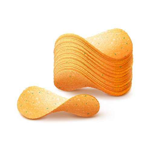 Potato chips closeup vector