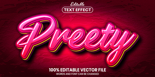 Preety text font style vector