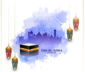 Purple background eid al adha mubarak vector
