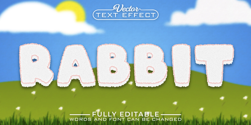 RABBIT text effect style vector