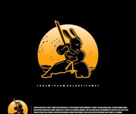 Rabbit samurai logo vector