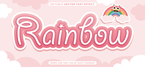 Rainbow editable vector text effect vector