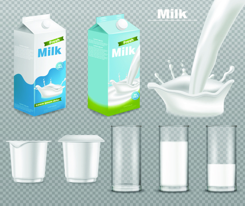 Realistic 3d boxed milk vector
