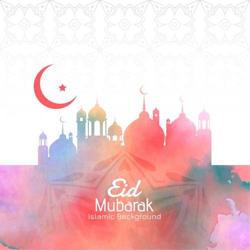 Red Islamic eid mubarak background vector