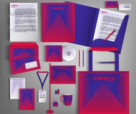 Red and dark blue line background business template vector