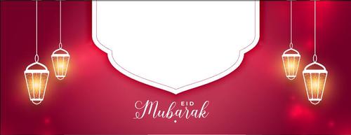 Red background Eid mubarak banner vector