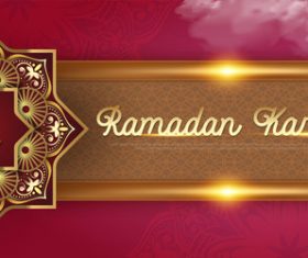 Red background Ramadan kareem card vector