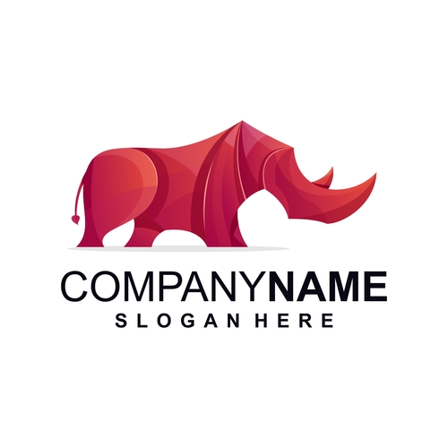 Red rhino business logo vector